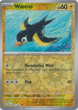 Pokemon Scarlet & Violet Paldea Evolved Wattrel Card reverse