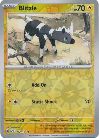 Pokemon Scarlet & Violet Surging Sparks Blitzle Card reverse