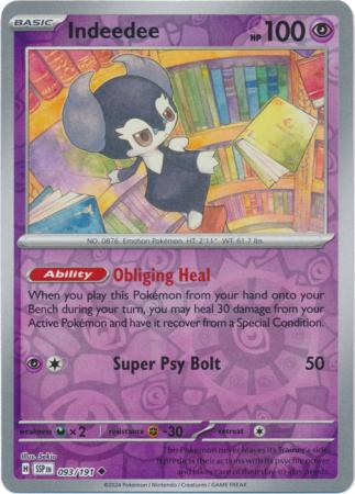 Pokemon Scarlet & Violet Surging Sparks Indeedee Card reverse