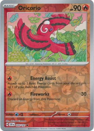 Pokemon Scarlet & Violet Surging Sparks Oricorio Card #026 reverse