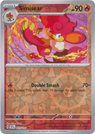 Pokemon Scarlet & Violet Surging Sparks Simisear Card reverse