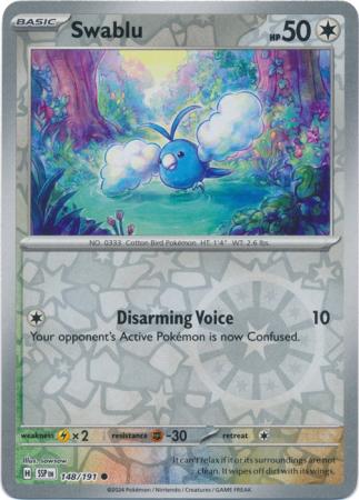 Pokemon Scarlet & Violet Surging Sparks Swablu Card reverse