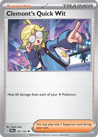 Pokemon Scarlet & Violet Surging Sparks Trainer Clemont's Quick Wit Card