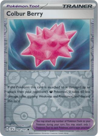 Pokemon Scarlet & Violet Surging Sparks Trainer Colbur Berry Card reverse