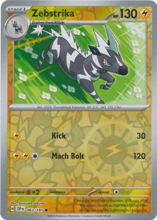 Pokemon Scarlet & Violet Surging Sparks Zebstrika Card reverse