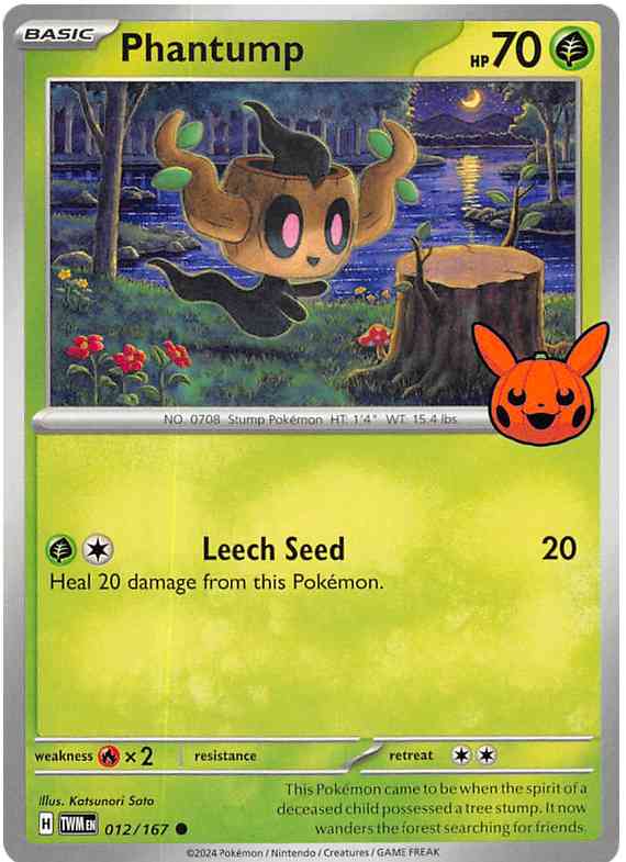 Pokemon Scarlet & Violet Twilight Masquerade Trick or Trade 2024 Phantump Card