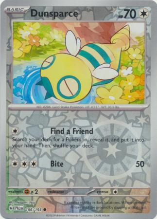 Pokemon Scarlet & Violet Paldea Evolved Dunsparce Card Reverse Holo