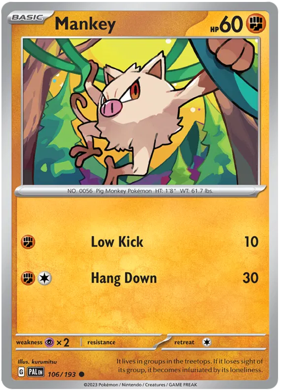 Pokemon Scarlet & Violet Paldea Evolved Mankey Card