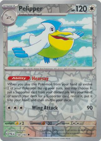 Pokemon Scarlet & Violet Paldea Evolved Pelipper Card Reverse Holo