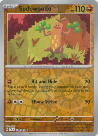 Pokemon Scarlet & Violet Paldea Evolved Sudowoodo Card Reverse Holo