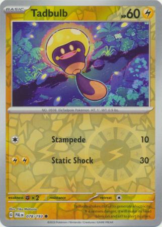 Pokemon Scarlet & Violet Paldea Evolved Tadbulb Card reverse