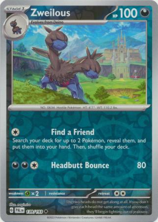 Pokemon Scarlet & Violet Paldea Evolved Zweilous Card Reverse Holo