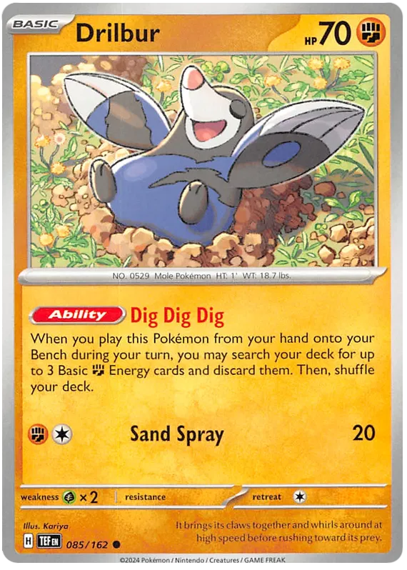 Pokemon Scarlet & Violet Temporal Forces Drilbur Card