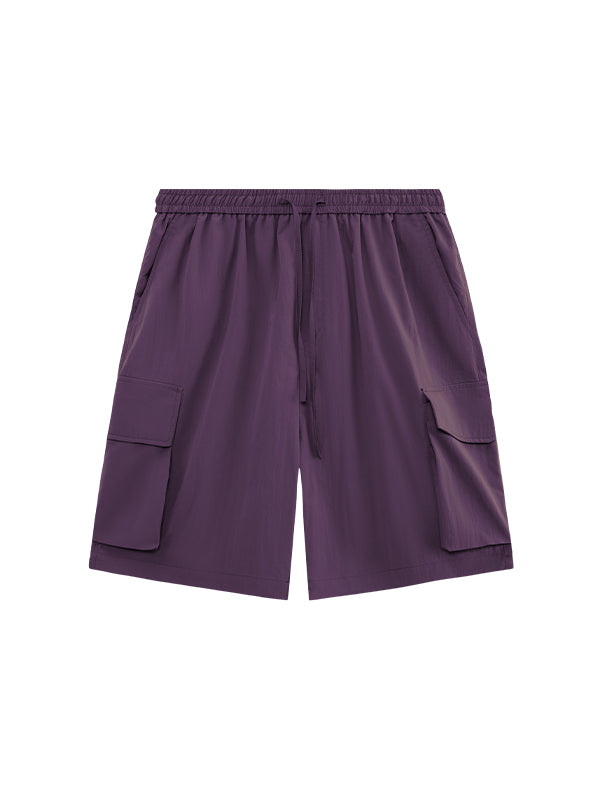 Purple Crepe Fabric Style Cargo Shorts