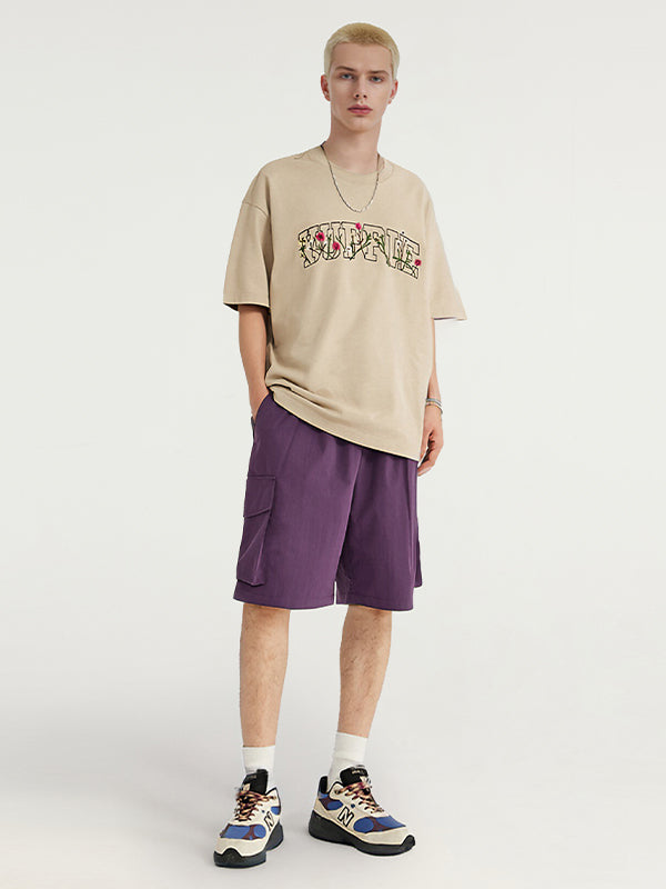 Purple Crepe Fabric Style Cargo Shorts 6