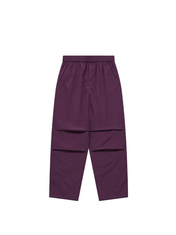 Purple Elastic Waist Parachute Pants With Drawstring Leg Opening