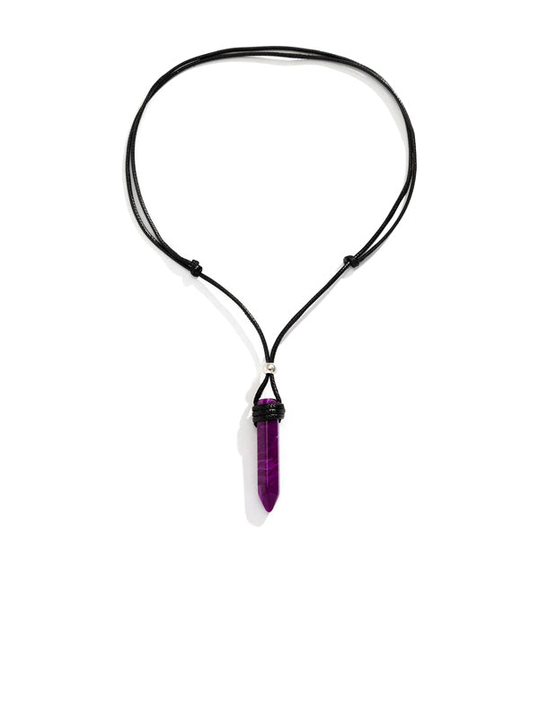 Purple Resin Pendant with Rope Necklace