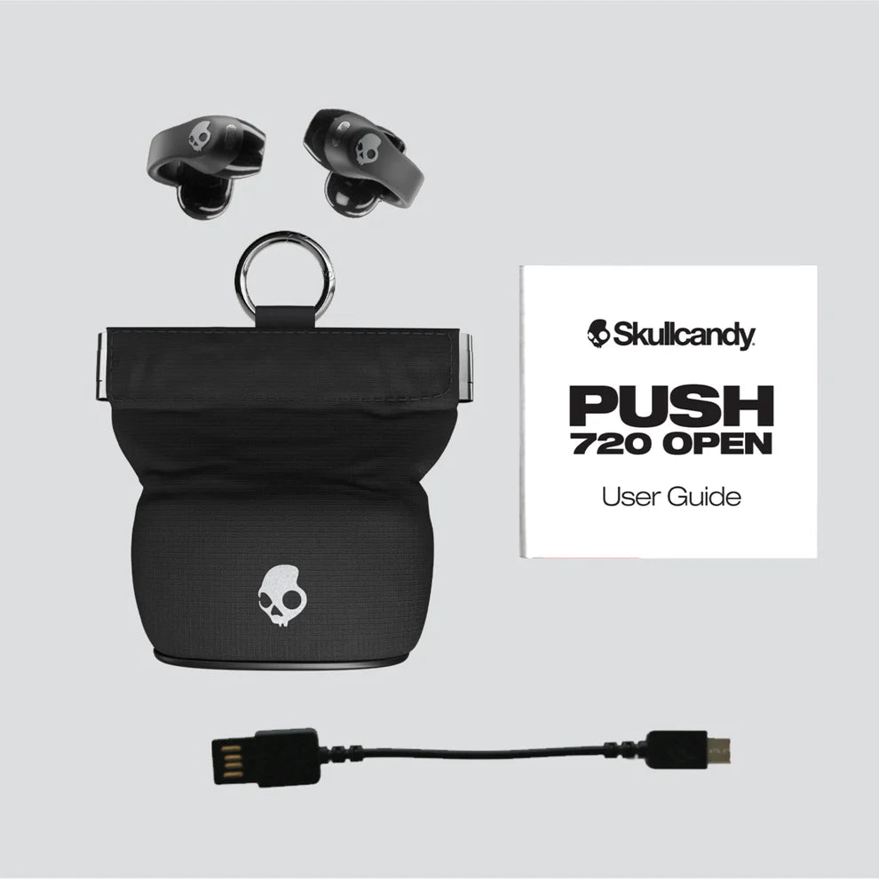 Skullcandy Push® 720 Open True Wireless Open-Ear Earbuds in Black/Silver Color