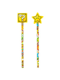 Pyramid Super Mario 2-in-1 Pencils Set Question Colour Block Pencil and Toppers Set 2