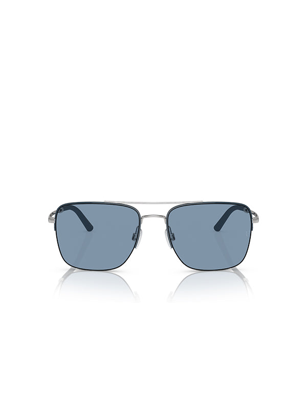Oliver Peoples Roger Federer R-2 Sunglasses in Blue Ash/Brushed Silver Marine Color 2