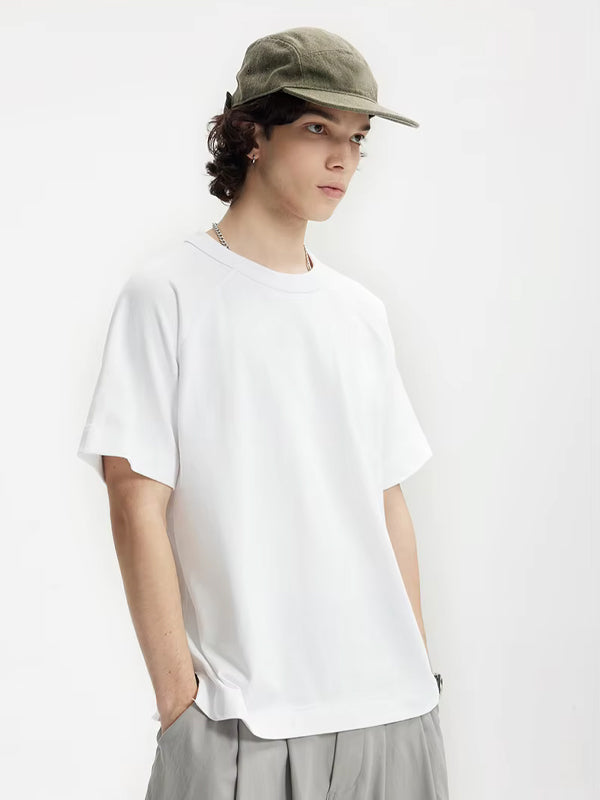 Raglan T-Shirt with Side Split Hem in White Color 3