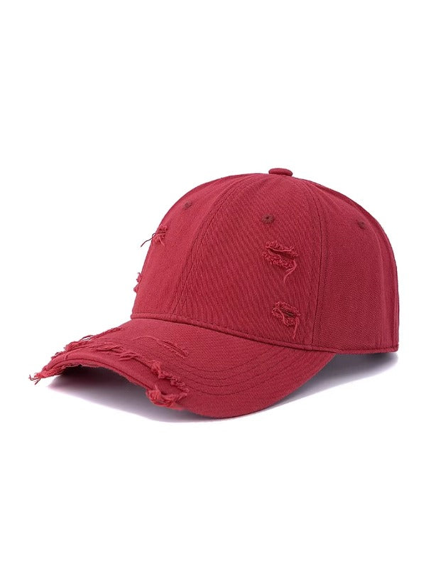 Red Distressed Washed Baseball Cap