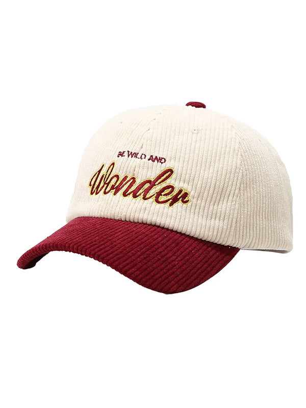 Red "Be Wild And Wonder" Corduroy Baseball Cap
