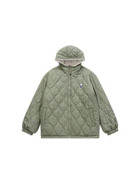 Reversible Fleece Jacket with Scenery Patch in Green Color 2