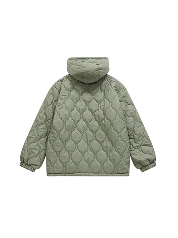 Reversible Fleece Jacket with Scenery Patch in Green Color 3