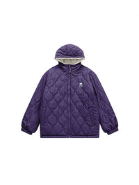 Reversible Fleece Jacket with Scenery Patch in Purple Color 2