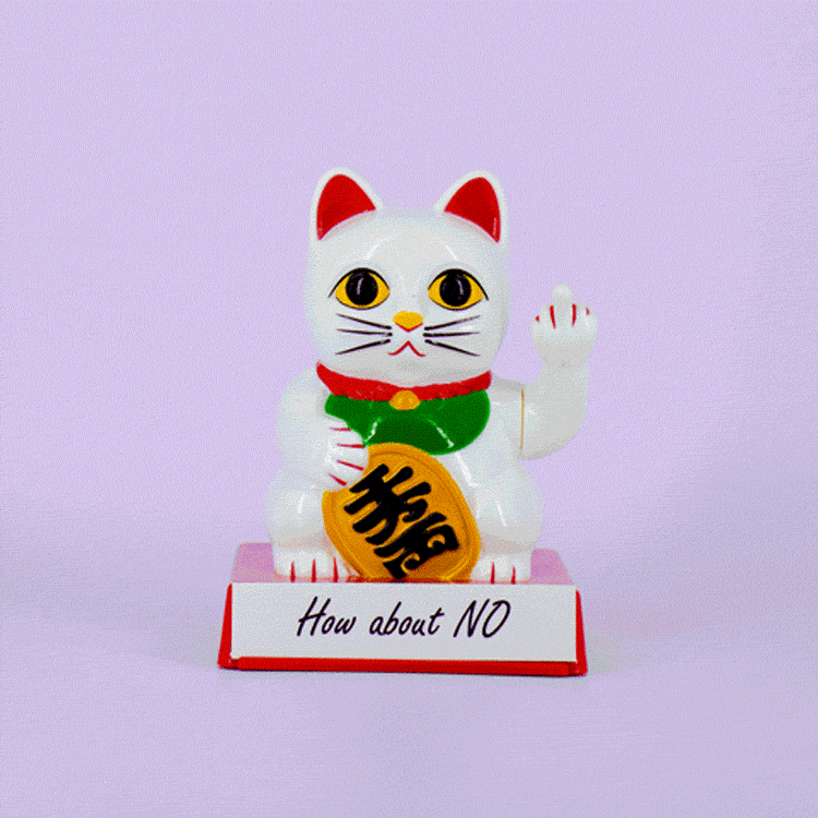 Rude Fortune Cat Figurine with Movable Arms
