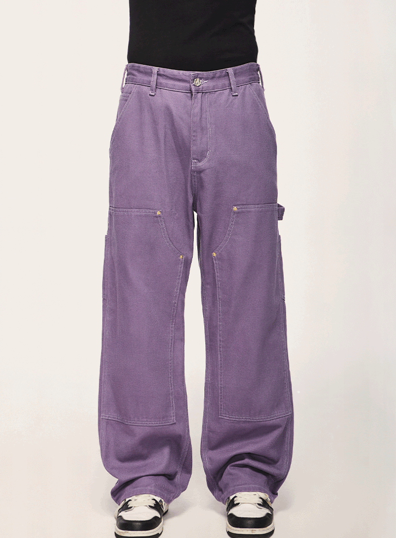 Purple Straight Leg Cargo Pants 9