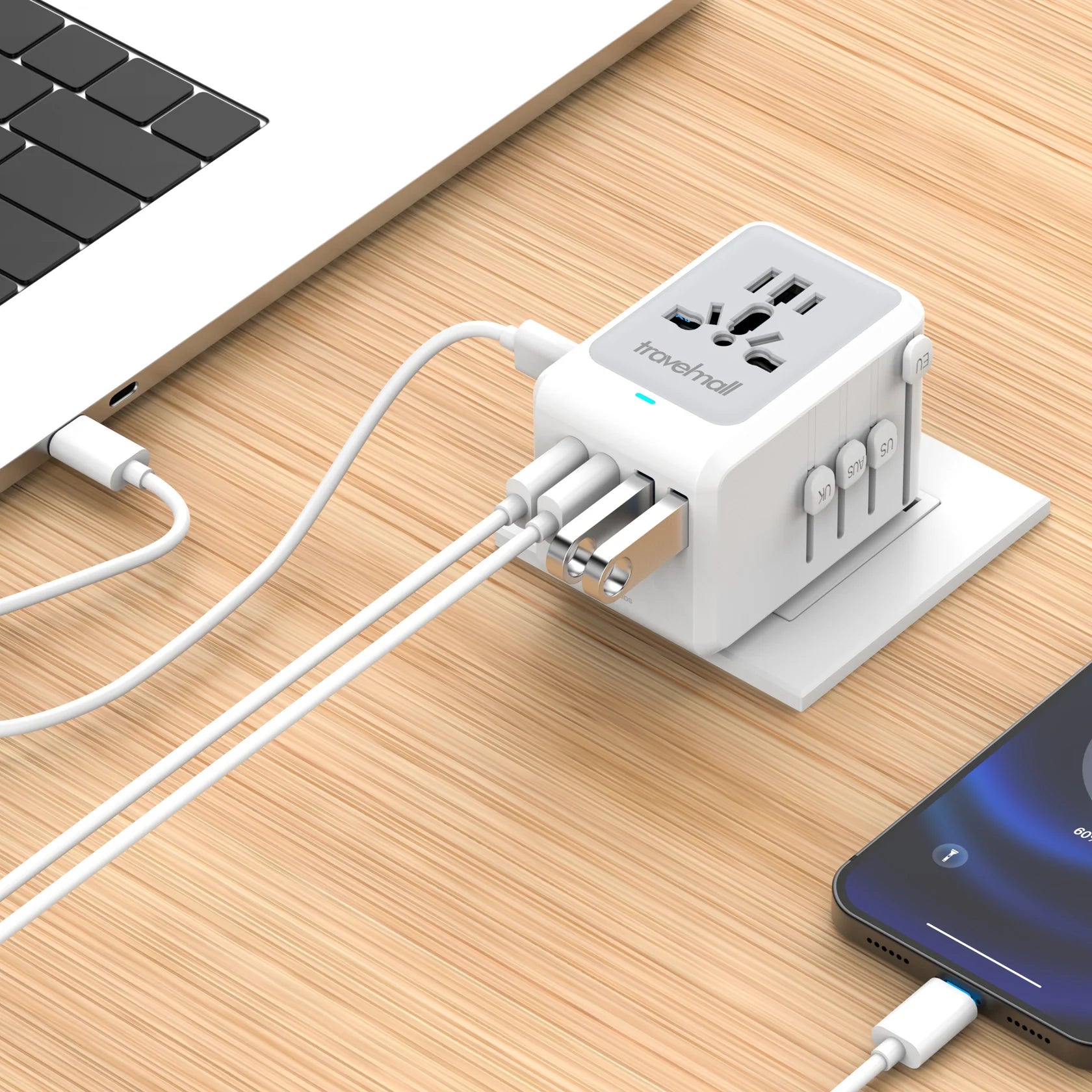 Travelmall TecADVISOR 70W 6-in-1 Multi Tool Laptop Adaptor with 5 USB Ports and Multi-functional Hubs