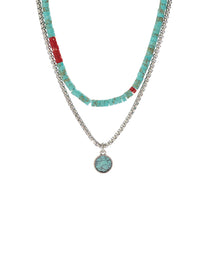 Set of 2 Stone Beads & Pendant Necklaces 2