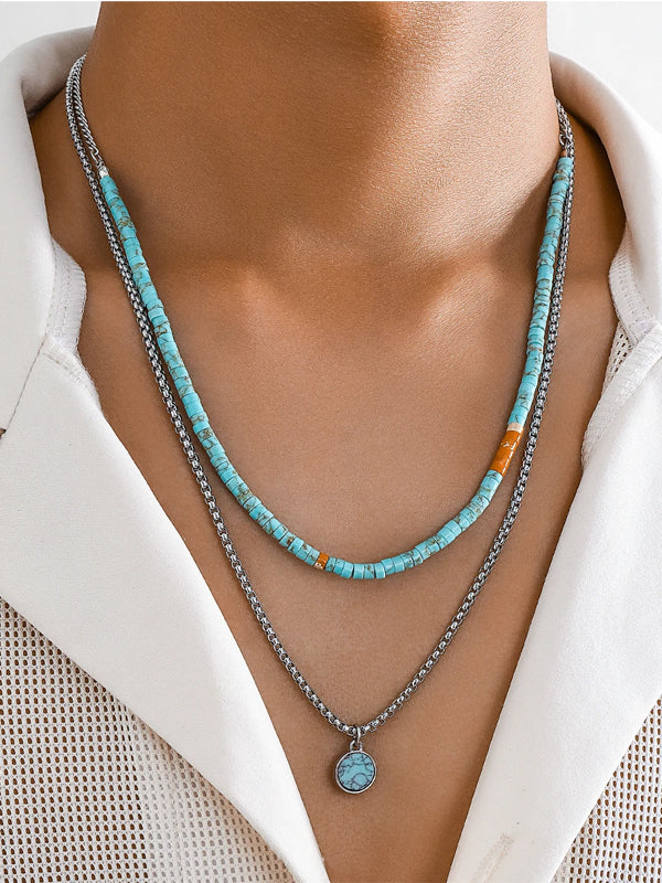 Set of 2 Stone Beads & Pendant Necklaces 3