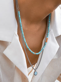 Set of 2 Stone Beads & Pendant Necklaces 4