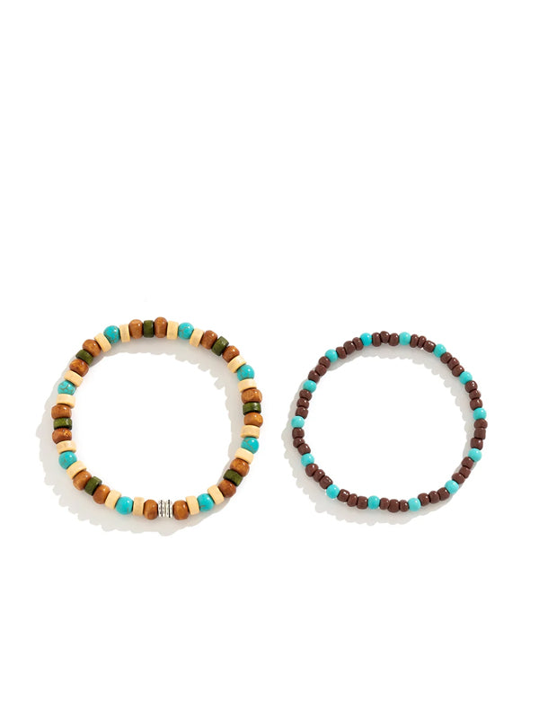 Set of 2 Wood Beads Bracelets