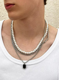 Set of 3 Pearl & Chain Necklaces 2