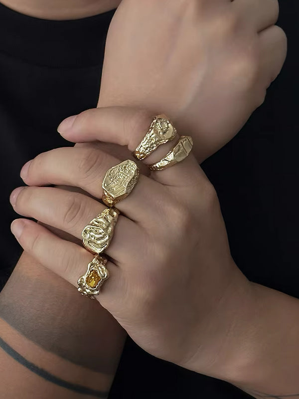 Set of 5 Gold Color Rings 2