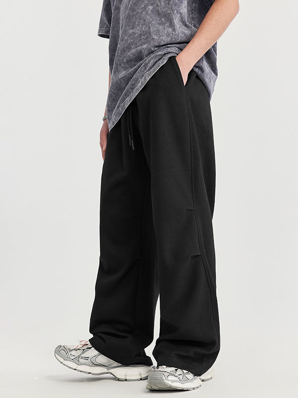 Side Pleated Sweatpants in Black Color 3