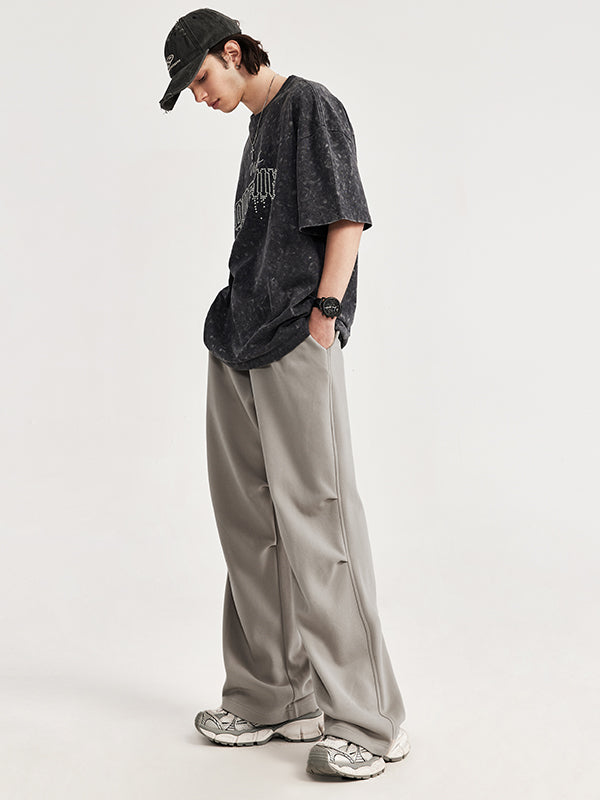 Side Pleated Sweatpants in Grey Color 9