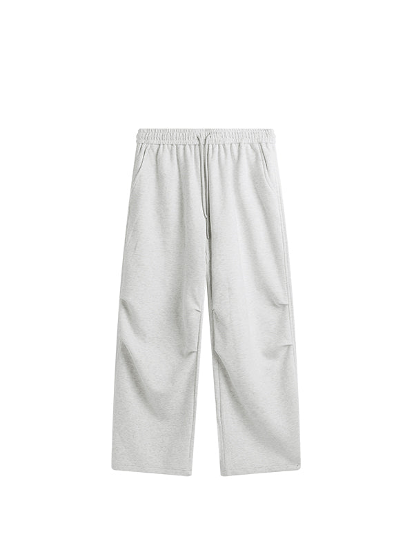 Side Pleated Sweatpants in Light Grey Color