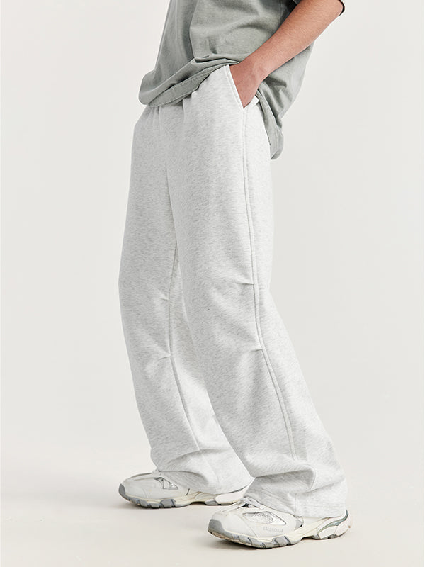 Side Pleated Sweatpants in Light Grey Color 4