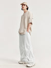 Side Pleated Sweatpants in Light Grey Color 7