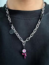 Silver Chain Necklace with Alien Eye Pendant 2