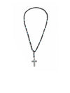 Silver Chain Necklace with Beads & Cross Pendant