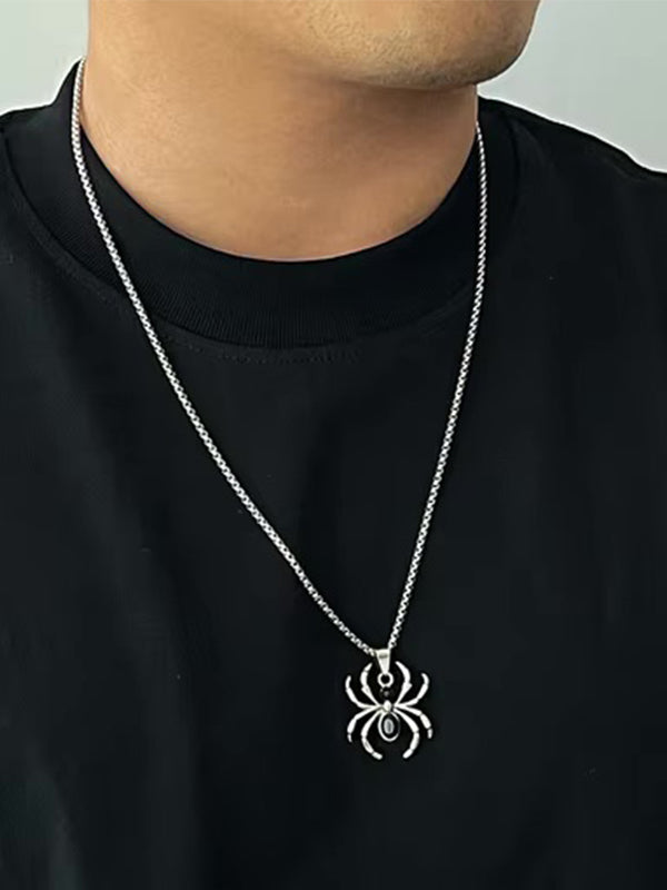 Silver Chain Necklace with Spider Pendant 2