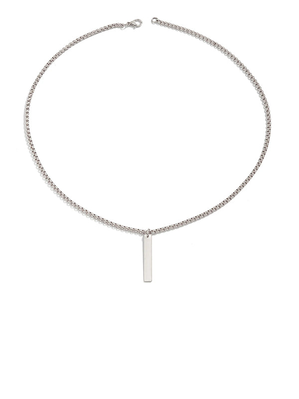 Silver Rectangle Pendant Necklace