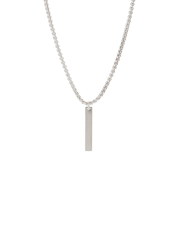 Silver Rectangle Pendant Necklace 2