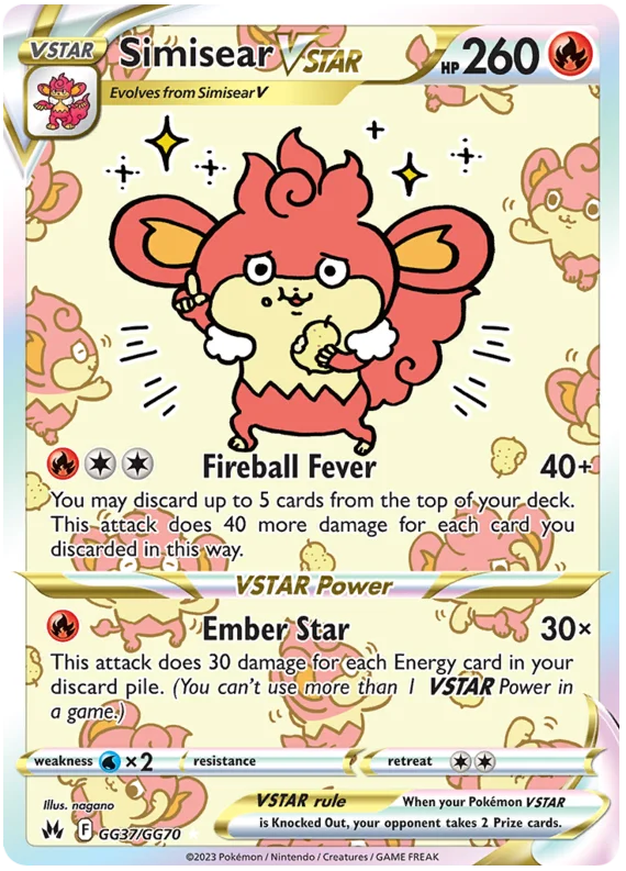 Pokemon Sword & Shield Crown Zenith Simisear VSTAR Card